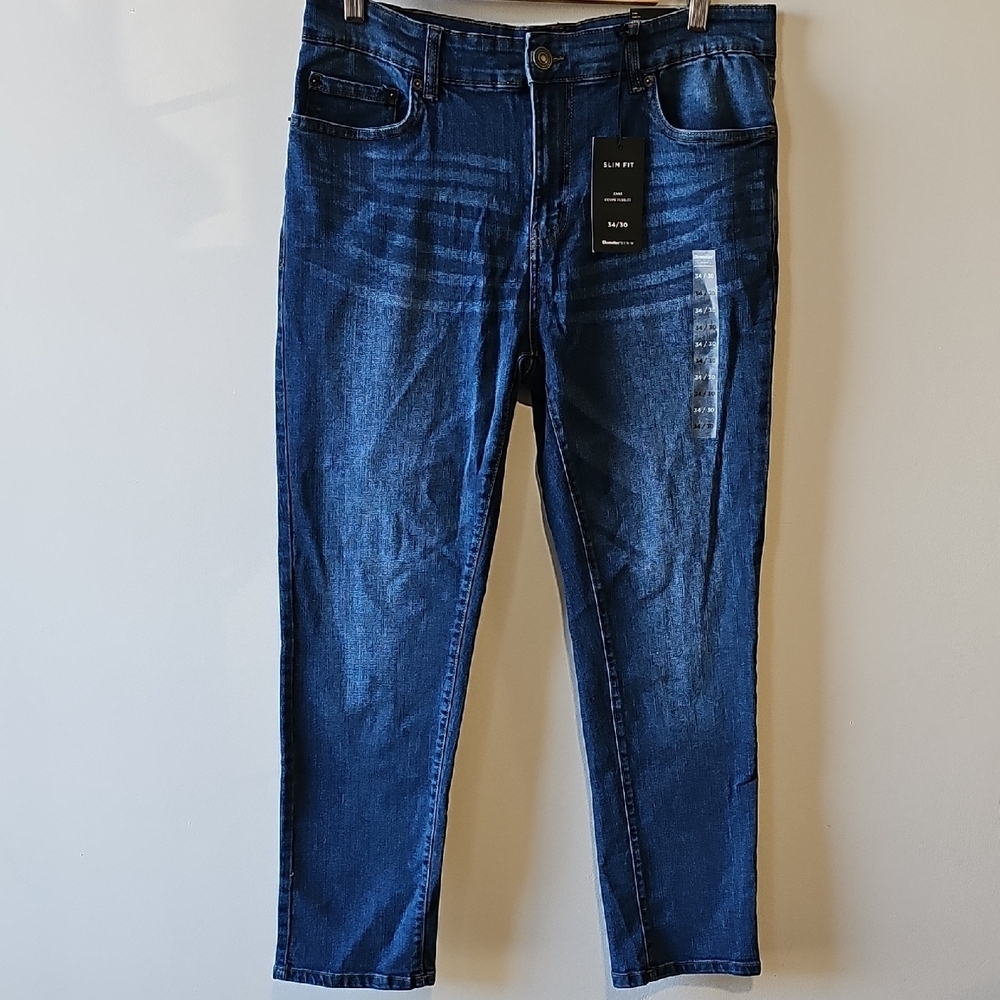 Bluenotes Zane Men's 34x30  Slim Fit Dark Blue Jeans